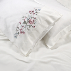 Постельное белье Dantela Vita сатин с вышивкой - Efsa krem кремовый евро, , 8