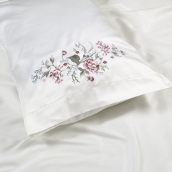 Постельное белье Dantela Vita сатин с вышивкой - Efsa krem кремовый евро, , 9