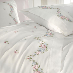 Постельное белье Dantela Vita сатин с вышивкой - Lara krem кремовый евро, , 4