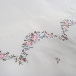 Постельное белье Dantela Vita сатин с вышивкой - Lara krem кремовый евро, , 6