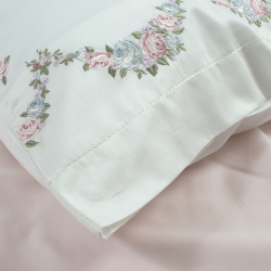 Постельное белье Dantela Vita сатин с вышивкой - Lara krem кремовый евро, , 7