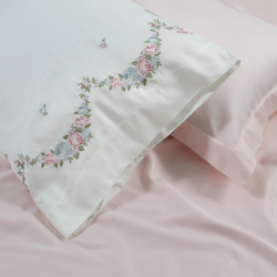 Постельное белье Dantela Vita сатин с вышивкой - Lara krem кремовый евро, , 9