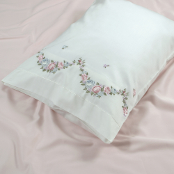 Постельное белье Dantela Vita сатин с вышивкой - Lara krem кремовый евро, , 10