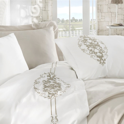 Постельное белье Dantela Vita сатин с вышивкой - Intence евро, , 4