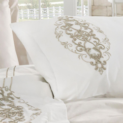 Постельное белье Dantela Vita сатин с вышивкой - Intence евро, , 5