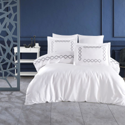 Постельное белье Dantela Vita сатин с вышивкой - Rimma евро, , 3