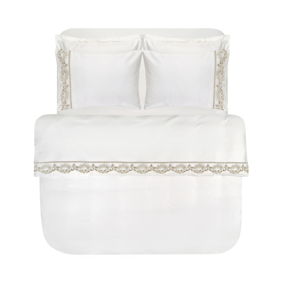 Постельное белье Dantela Vita сатин с кружевом - Inci krem кремовый евро