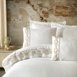 Постельное белье Dantela Vita сатин с кружевом - Inci krem кремовый евро, , 3