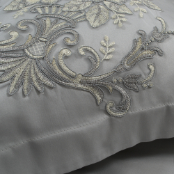 Постельное белье Dantela Vita сатин с кружевом - Jenna antrasit антрацит евро, , 7