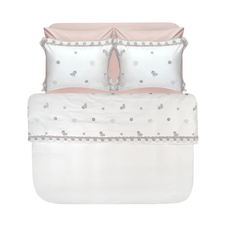 Постельное белье Dantela Vita сатин с кружевной вышивкой - Delfina евро