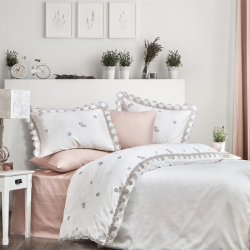 Постельное белье Dantela Vita сатин с кружевной вышивкой - Delfina евро, , 3