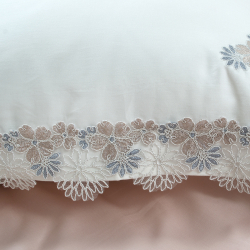 Постельное белье Dantela Vita сатин с кружевной вышивкой - Delfina евро, , 5