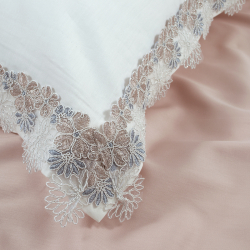 Постельное белье Dantela Vita сатин с кружевной вышивкой - Delfina евро, , 9