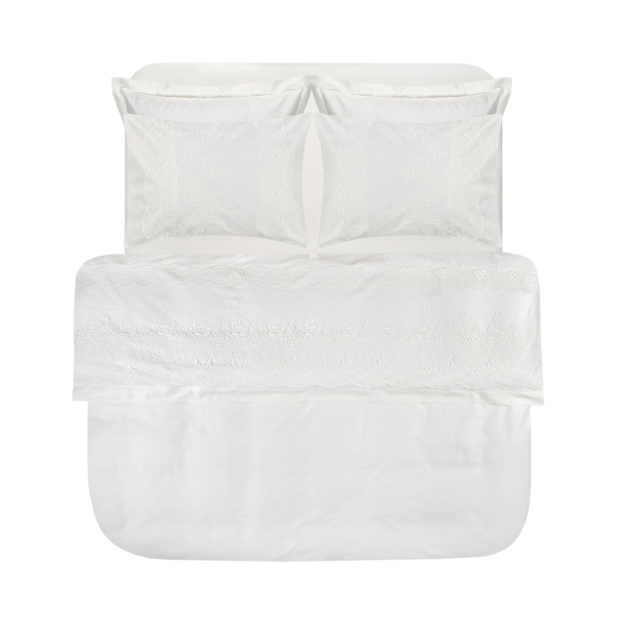 Постельное белье Dantela Vita сатин с кружевом - Duru евро
