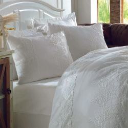 Постельное белье Dantela Vita сатин с кружевом - Duru евро, , 3