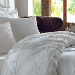 Постельное белье Dantela Vita сатин с кружевом - Duru евро, , 4