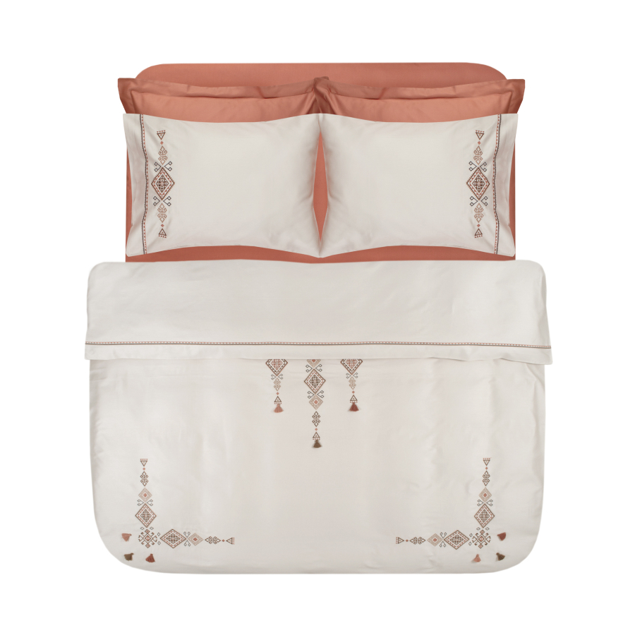 Постельное белье Dantela Vita сатин с вышивкой - Tilbe bej бежевый евро