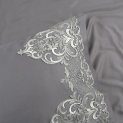 Постельное белье Dantela Vita сатин с кружевом - Valencia antrasit антрацит евро, , 7