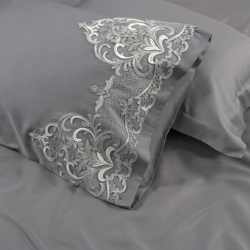 Постельное белье Dantela Vita сатин с кружевом - Valencia antrasit антрацит евро, , 8