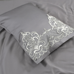 Постельное белье Dantela Vita сатин с кружевом - Valencia antrasit антрацит евро, , 9