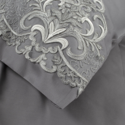 Постельное белье Dantela Vita сатин с кружевом - Valencia antrasit антрацит евро, , 10