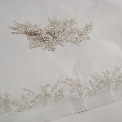 Постельное белье Dantela Vita сатин с кружевом - Safir bej бежевый евро, , 6