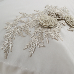 Постельное белье Dantela Vita сатин с кружевом - Safir bej бежевый евро, , 7