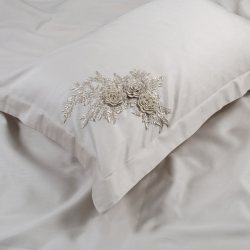 Постельное белье Dantela Vita сатин с кружевом - Safir bej бежевый евро, , 10