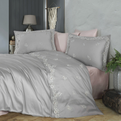 Постельное белье Dantela Vita сатин с кружевом - Acelya евро, , 3