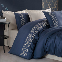 Постельное белье Dantela Vita сатин с вышивкой - Luna bej бежевый евро, , 4