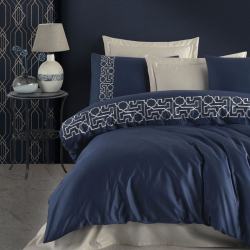 Постельное белье Dantela Vita сатин с вышивкой - Luna bej бежевый евро, , 5