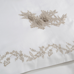 Постельное белье Dantela Vita сатин с кружевом - Safir krem кремовый евро, , 6