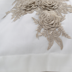 Постельное белье Dantela Vita сатин с кружевом - Safir krem кремовый евро, , 7