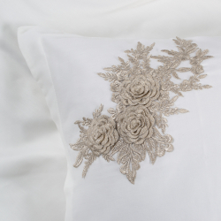 Постельное белье Dantela Vita сатин с кружевом - Safir krem кремовый евро, , 8