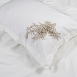 Постельное белье Dantela Vita сатин с кружевом - Safir krem кремовый евро, , 10