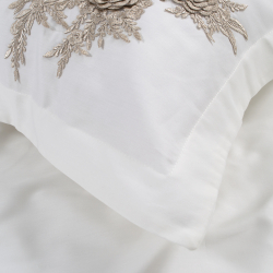 Постельное белье Dantela Vita сатин с кружевом - Safir krem кремовый евро, , 11