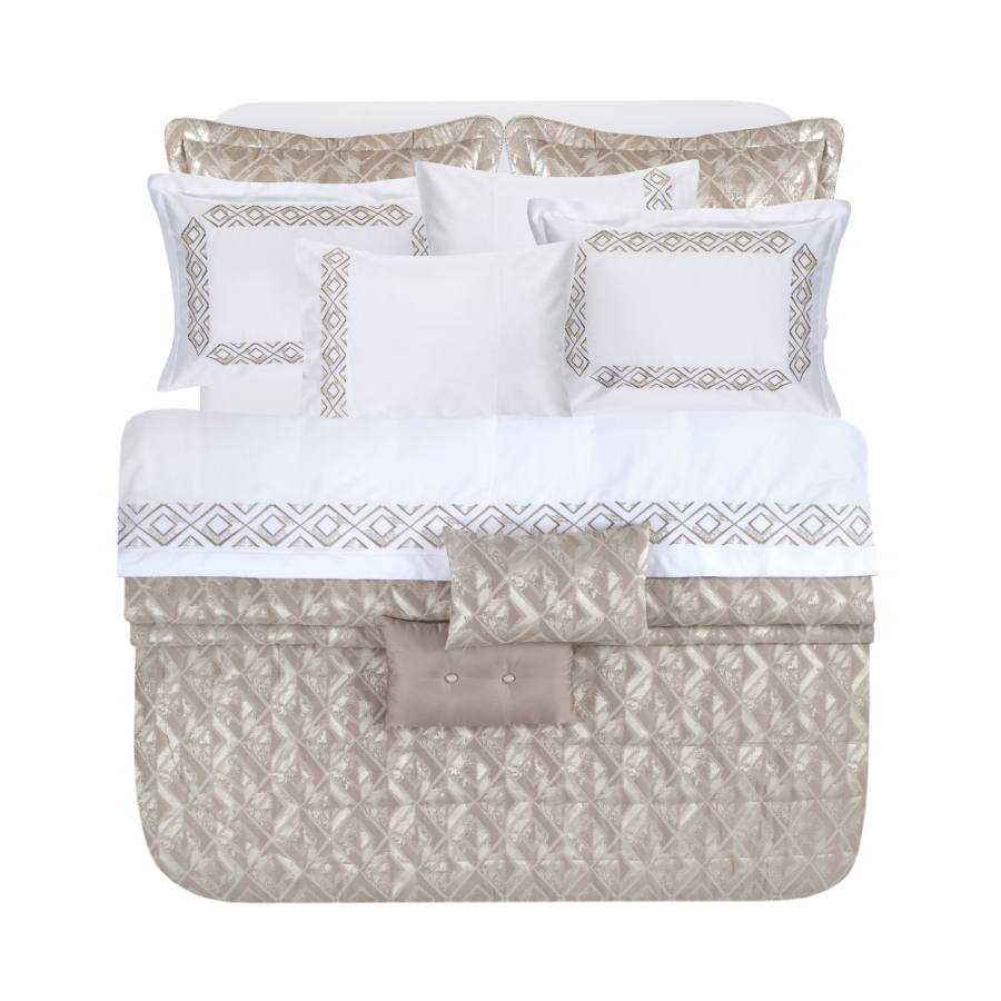 Набор постельного белья с вышивкой и жаккардовым покрывалом Dantela Vita - Valentina евро