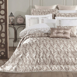 Набор постельного белья с вышивкой и жаккардовым покрывалом Dantela Vita - Valentina евро, , 4