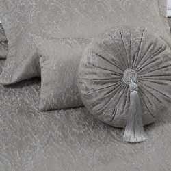 Набор постельного белья с вышивкой и жаккардовым покрывалом Dantela Vita - Katrina gri серый евро, , 7