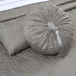 Набор постельного белья с вышивкой и жаккардовым покрывалом Dantela Vita - Katrina gri серый евро, , 11