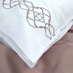 Набор постельного белья с вышивкой и жаккардовым покрывалом Dantela Vita - Victoria pudra пудра евро, , 13