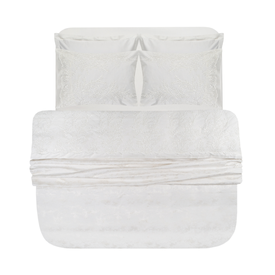 Набор постельного белья с кружевом и покрывалом пике Dantela Vita - Serafina krem кремовый евро