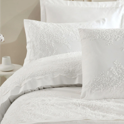 Набор постельного белья с кружевом и покрывалом пике Dantela Vita - Serafina krem кремовый евро, , 4