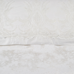 Набор постельного белья с кружевом и покрывалом пике Dantela Vita - Mira Bella krem кремовый евро, , 5