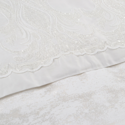 Набор постельного белья с кружевом и покрывалом пике Dantela Vita - Mira Bella krem кремовый евро, , 6