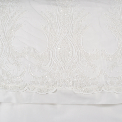 Набор постельного белья с кружевом и покрывалом пике Dantela Vita - Mira Bella krem кремовый евро, , 10