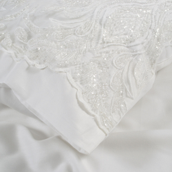 Набор постельного белья с кружевом и покрывалом пике Dantela Vita - Mira Bella krem кремовый евро, , 13