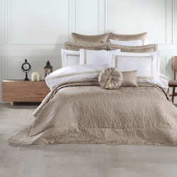 Набор постельного белья с вышивкой и жаккардовым покрывалом Dantela Vita - Katrina bej бежевый евро, , 3