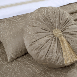 Набор постельного белья с вышивкой и жаккардовым покрывалом Dantela Vita - Katrina bej бежевый евро, , 11