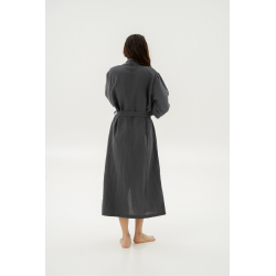 Халат-кимоно со льна Lotus Home - Madrida антрацит S/M, , 5